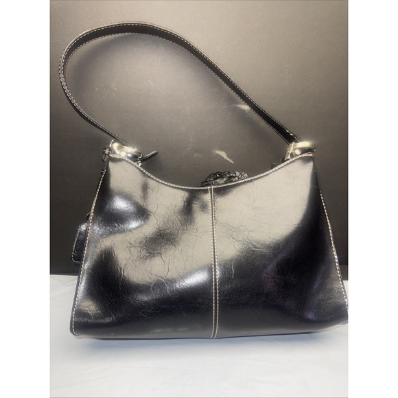 Vintage Liz Claiborne Navy Blue Shoulder Bag Purse. Flex Leather. - Picture 1 of 6